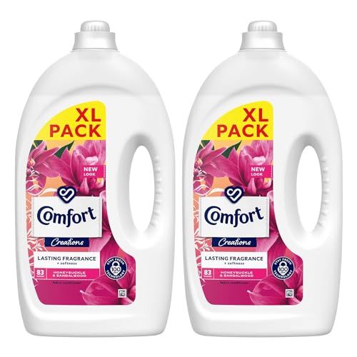 Comfort Creation Concentrated Fabric Conditioner with 100 Days of Long-Lasting Fragrance and Softness, 83 Washes, 2.49L (Honeysuckle & Sandalwood, Buy 2)