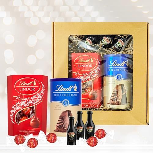 Irish Cream & Chocolates Hamper - Chocolate Truffles 200g, Hot Chocolate 300g & 3x5cl Baileys Original Irish Cream Liqueur